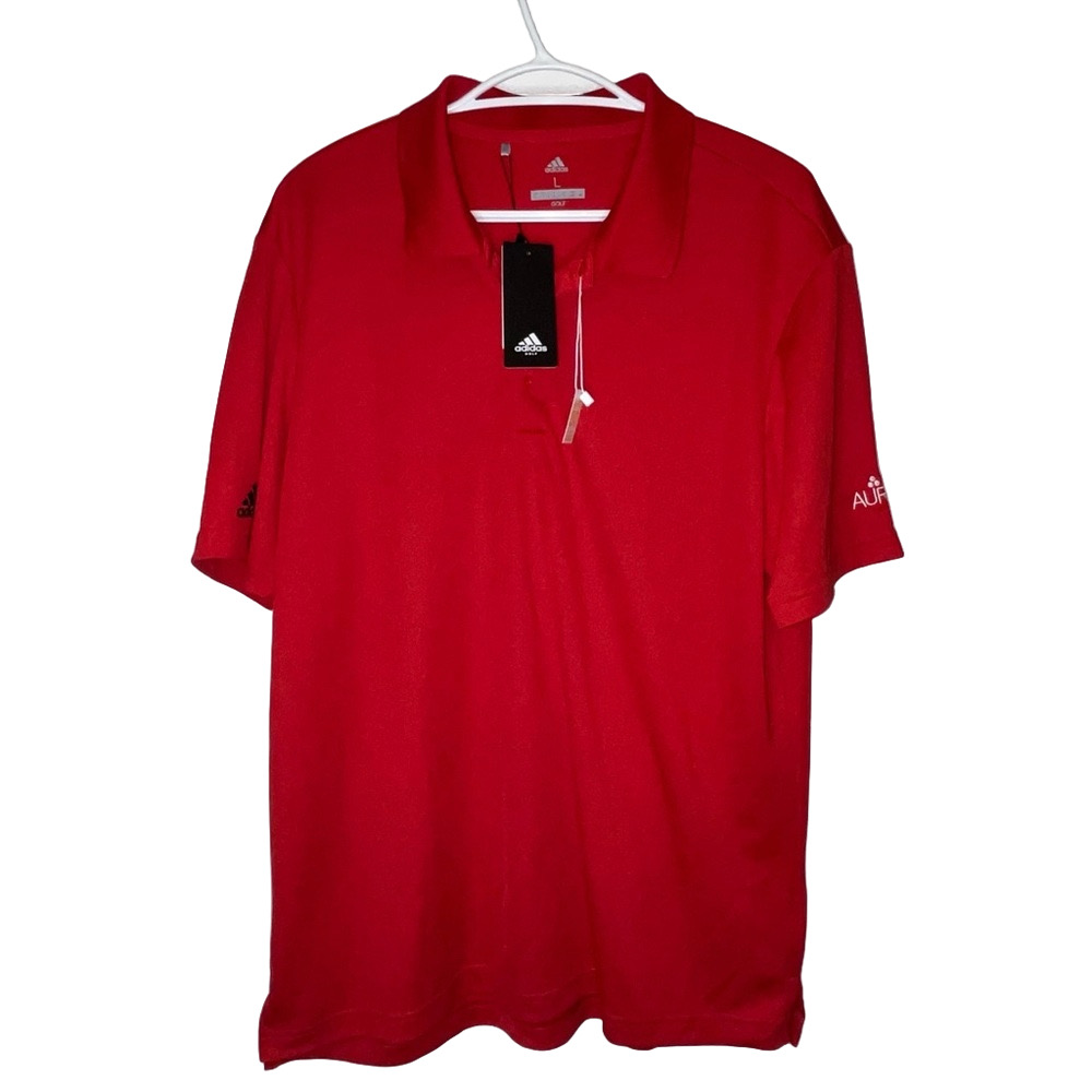Adidas Golf Polo Shirt Mens Large Red UPF 50 Sun Protection Performance Sport